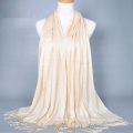 Venta caliente de color sólido de algodón artificial chal bufanda hilo de oro hijab musulmán de la boda